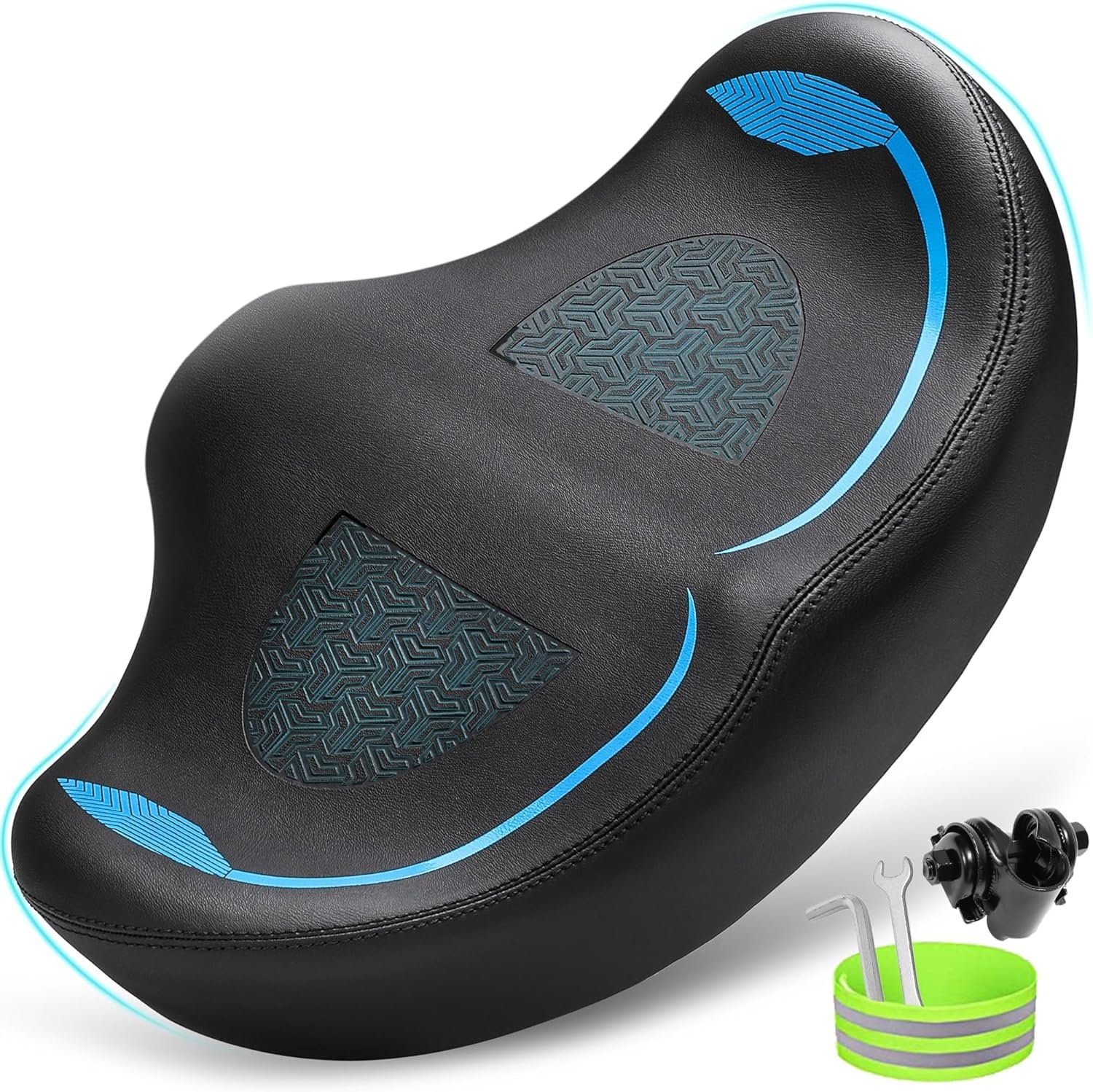 CDYWD Noseless Oversized Bike Seat for Men Women Comfort, Extra Wide Padded Bicycle Seat Cushion, Large Comfortable Bike Saddle for Peloton, Stationary Exercise Bike, Beach Cruiser, City Bike, Ebike