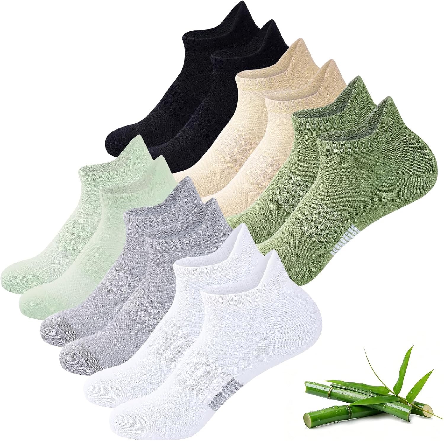 Niorasen Ankle Socks for Women, 6 Pairs Breathable Bamboo Viscose Low Cut Thin Socks,Moisture Wicking Casual Sports Running