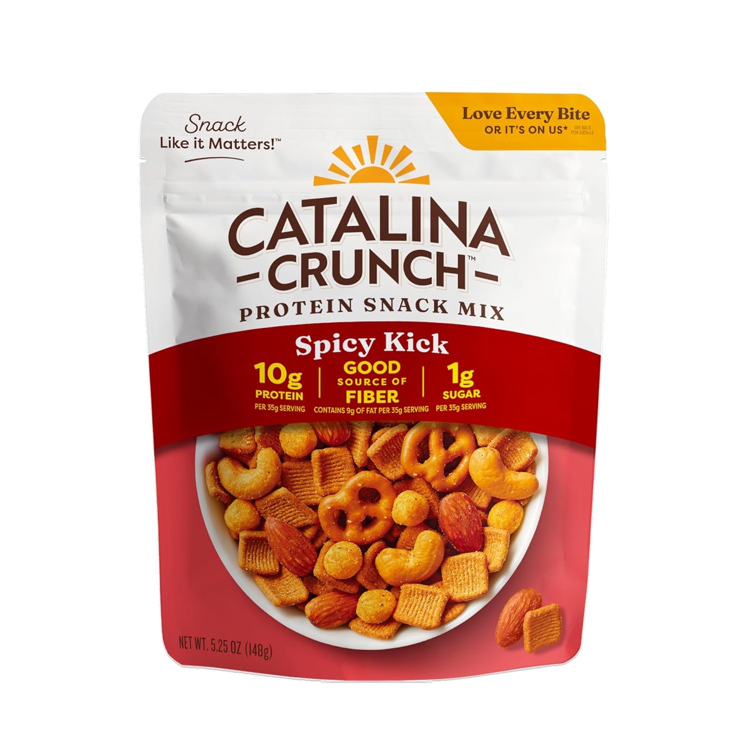 Catalina Crunch Protein Snack Mix – 10g Protein, 1g Sugar per Serving – Good Source of Fiber, Gluten Free – Spicy Kick, 5.25 Ounce Bag (Pack of 1) – Packaging May Vary