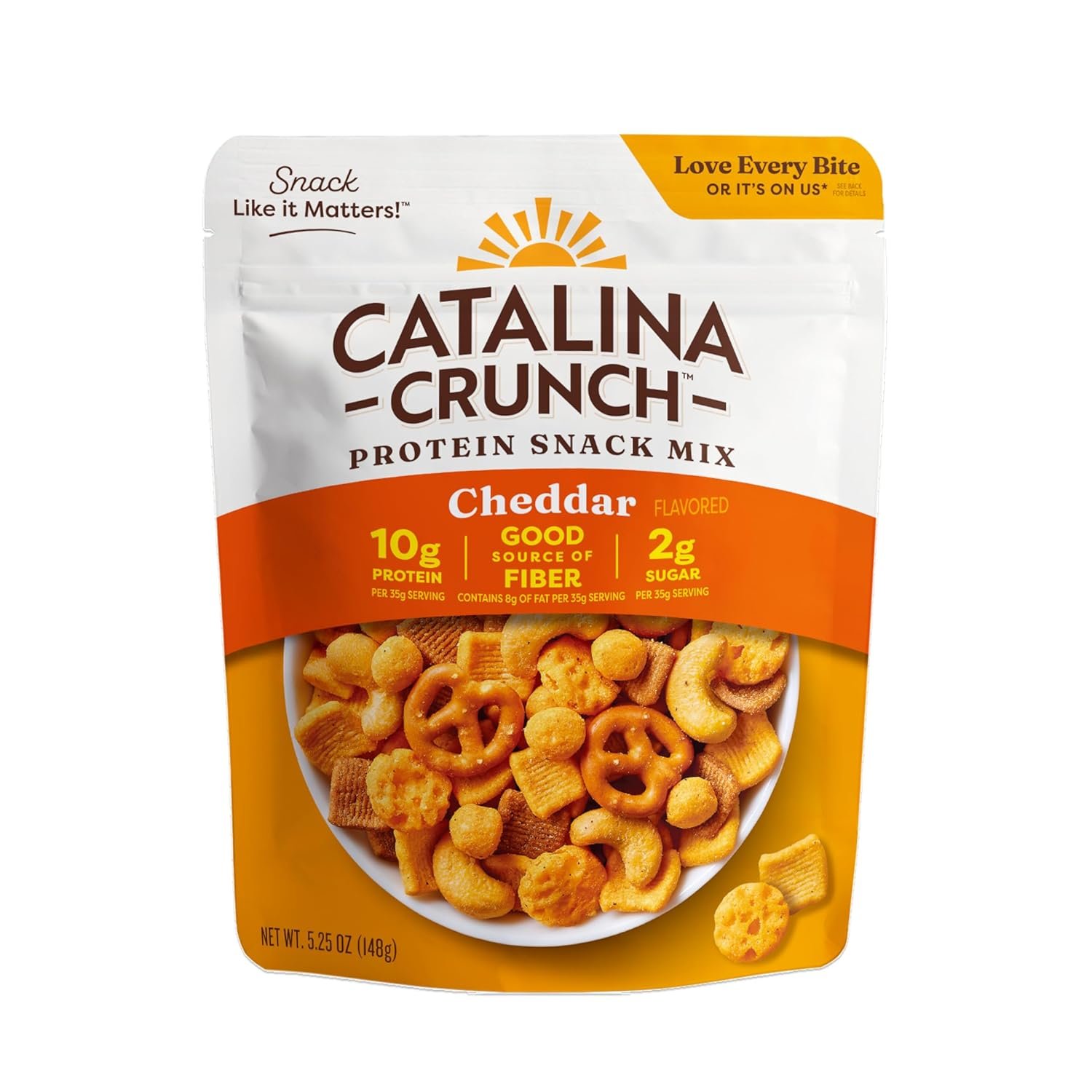 Catalina Crunch Protein Snack Mix with Cheese Crisps – 10g Protein, 2g Sugar per Serving – Good Source of Fiber, Gluten Free – Cheddar, 5.25 Ounce Bag (Pack of 1) – Packaging May Vary