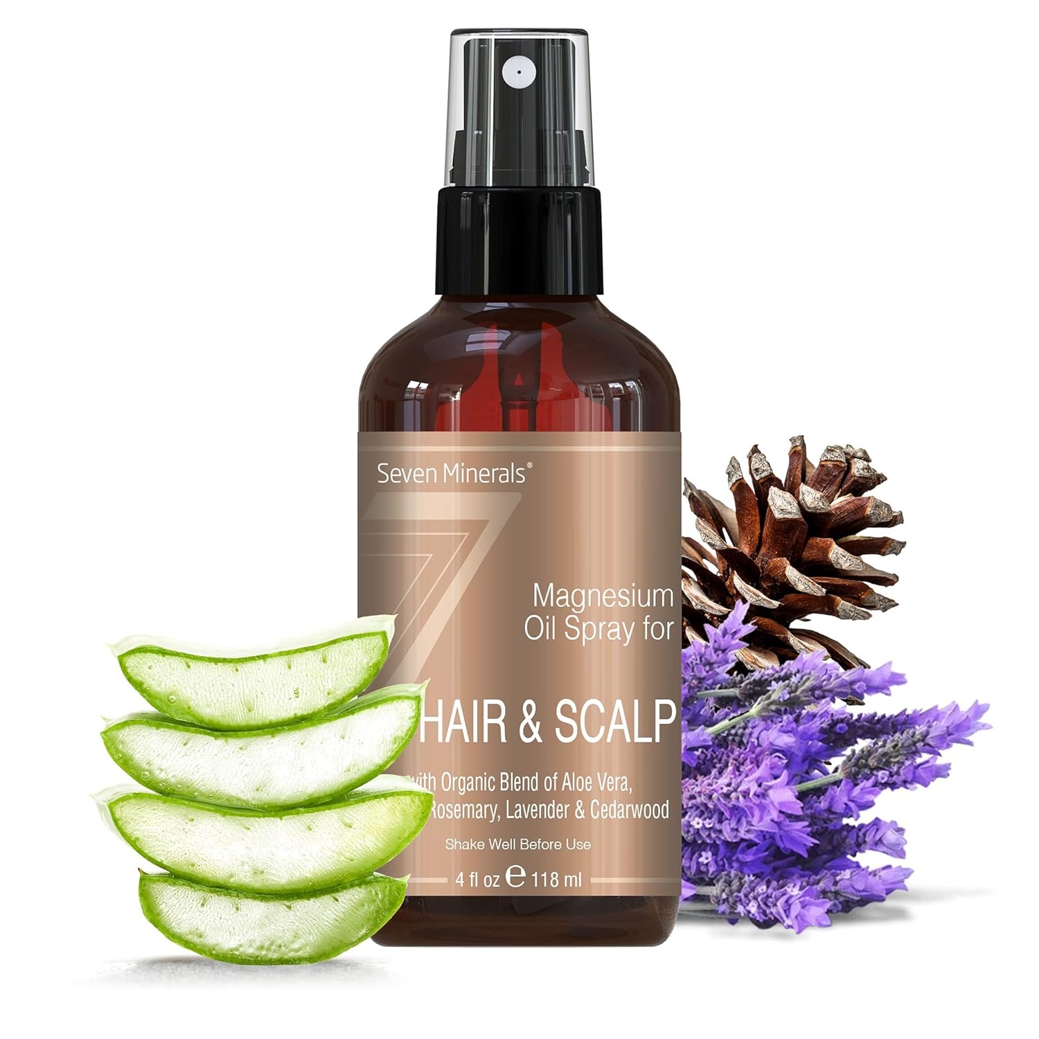 Seven Minerals Anti-hair Loss Treatment – Magnesium Spray for Men and Women | Made in USA – 100 Percent Natural and Organic | eBook Included (New)