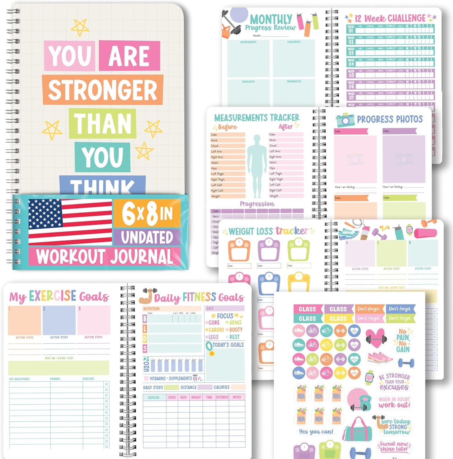 Hadley Designs Fitness Journal for Women – Workout Journal for Women, Fitness Planner for Woman, Workout Log Book, Undated Gym Journals & Exercise Journals, Health Notebook, Graduation 2026 Gifts