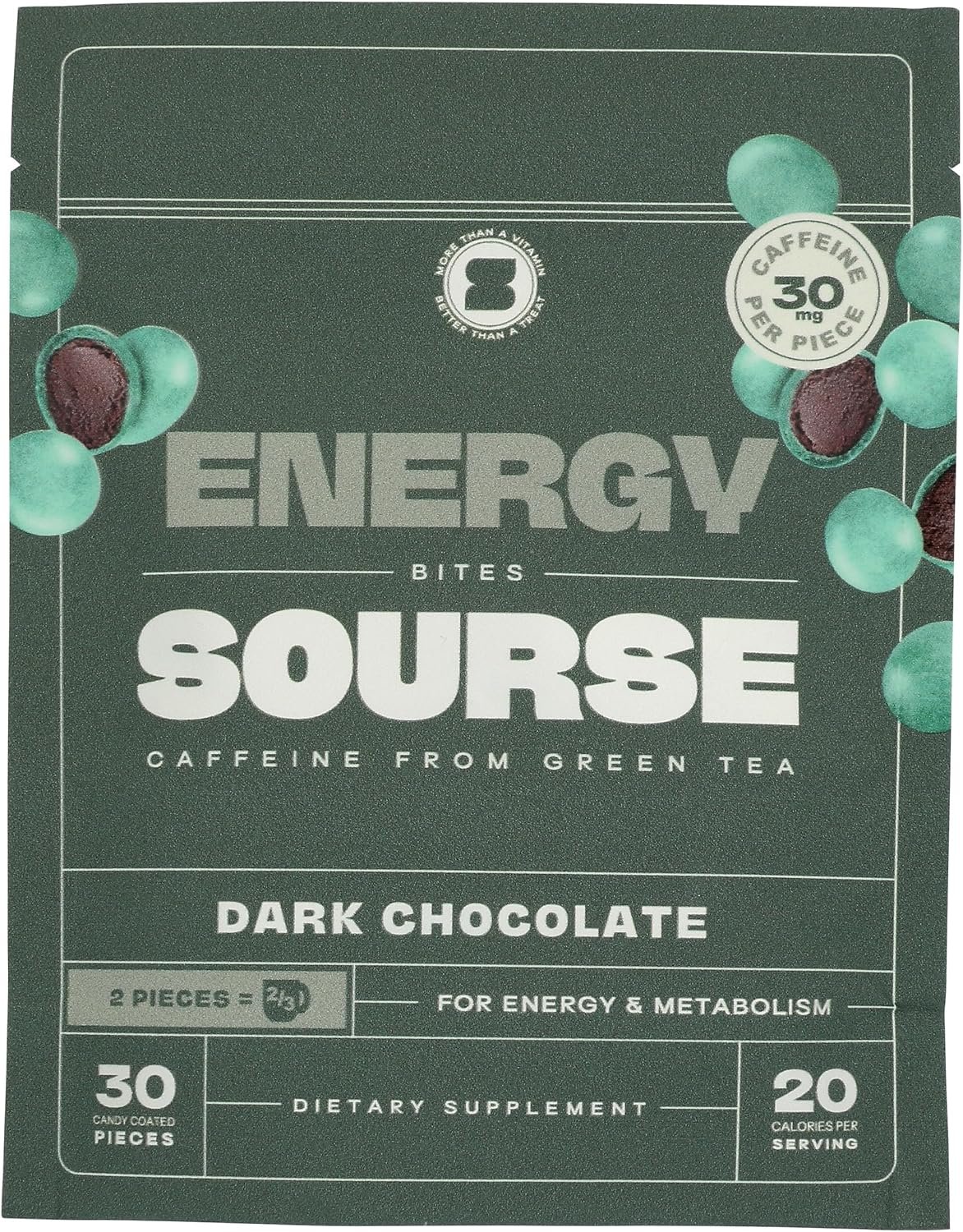 Sourse, Energy Bites Dark Chocolate, 30 Count