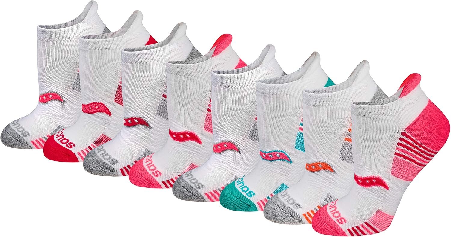 Saucony Women’s RunDry Performance Heel Tab Athletic Socks, Available in S-L (8, 16, 24 Pairs)