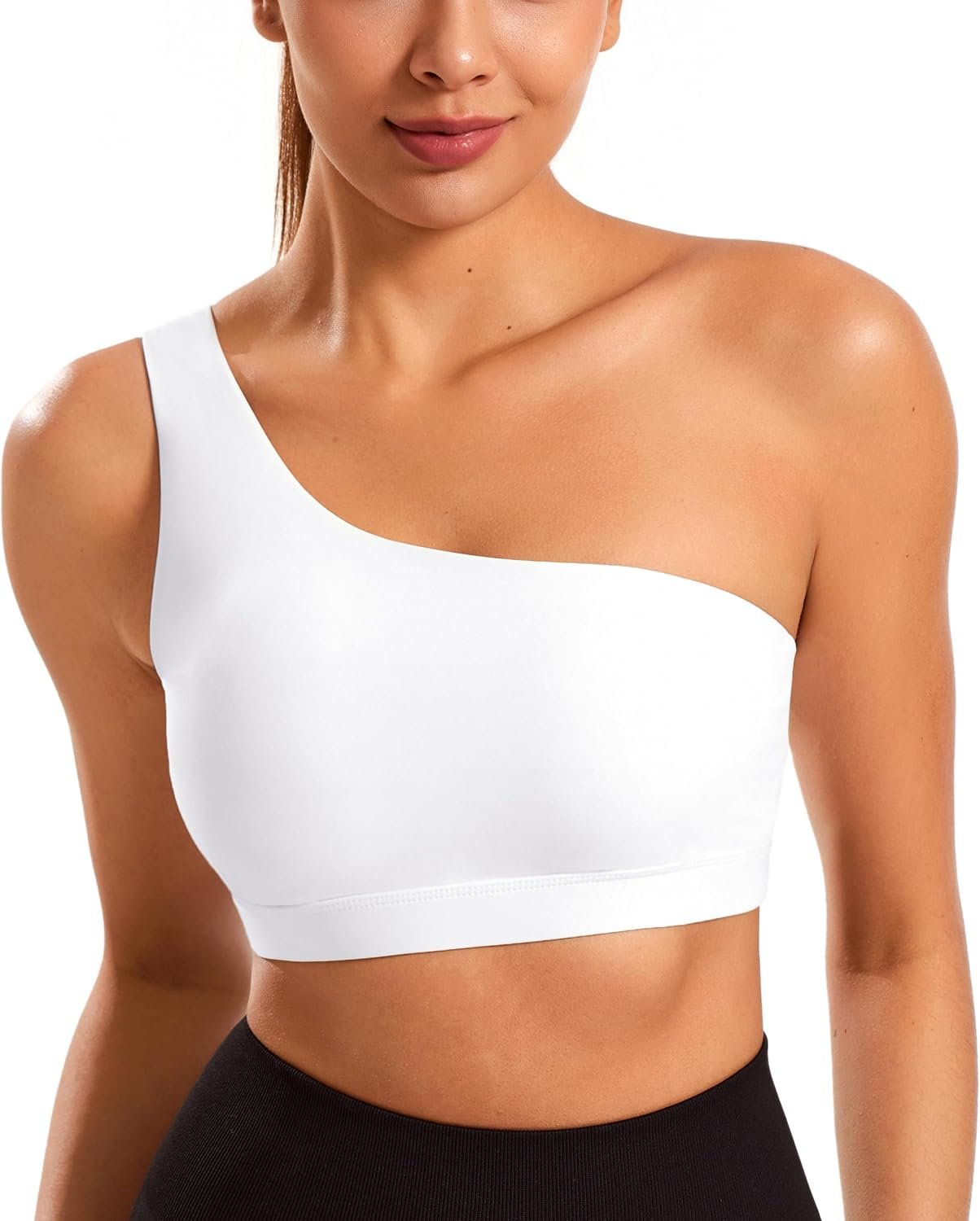 One Shoulder Sports Bras for Women Low Impact Asymmetrical Workout Tops Padded Yoga Right Shoulder Strap Bra