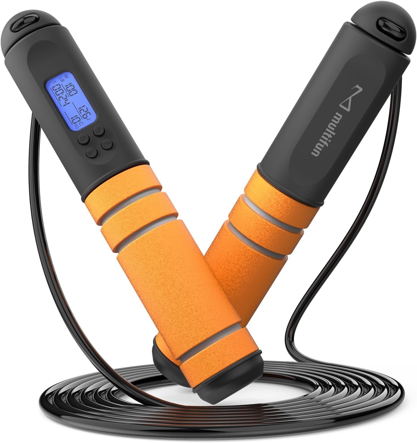 multifun Digital Jump Rope with Smart Counter & Timer – Adjustable Speed Skipping Rope for Fitness, Weight Loss, Boxing, MMA – Tangle-Free Ball Bearings & Anti-Slip Handles for Men, Women, Kids.(Check 2026 New Evolution for 3s Rope Swap)