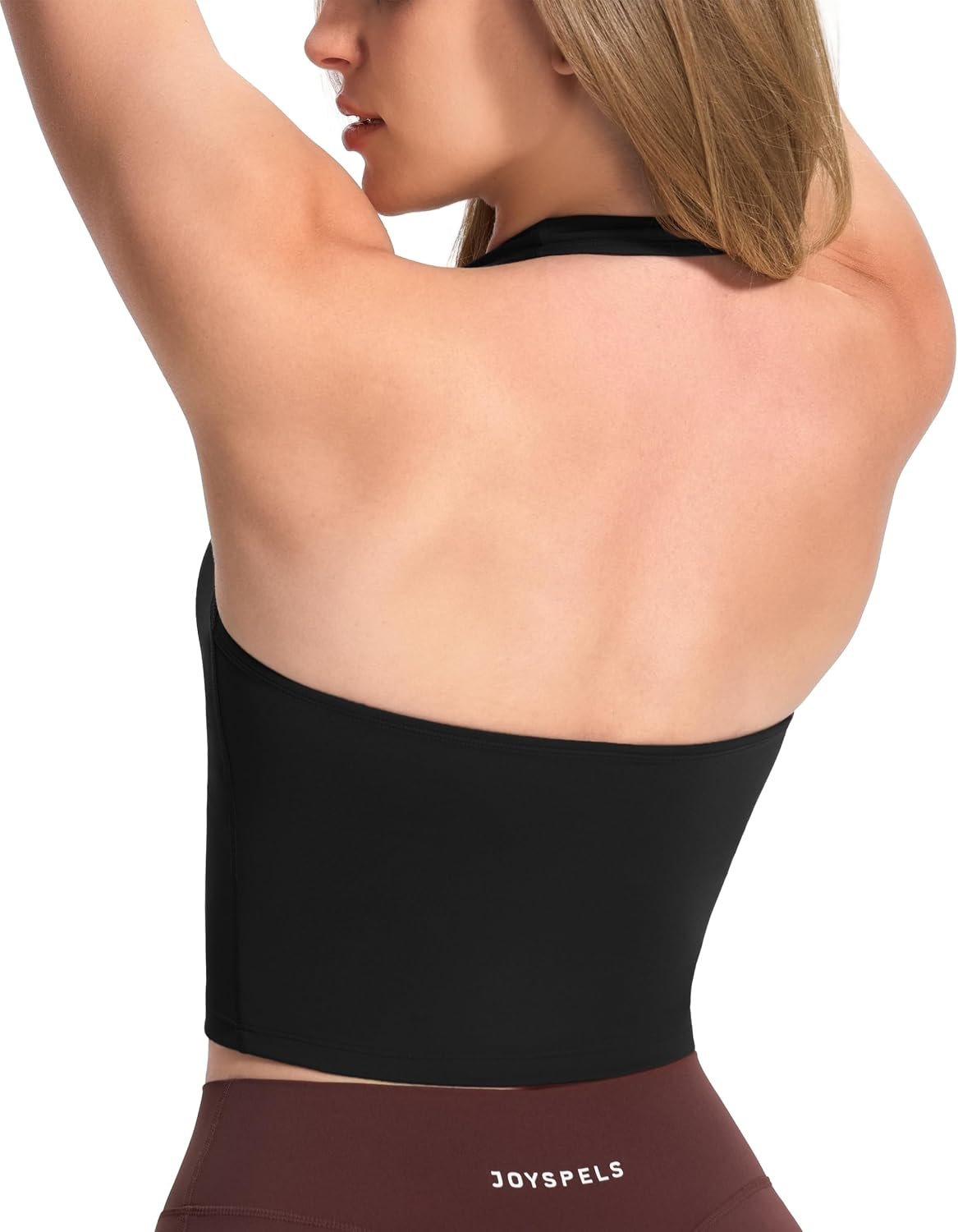 JOYSPELS Halter Workout Tank Top with Built in Bra Buttery Soft Longline Sports Bra Yoga Pilates Gym Casual Wear