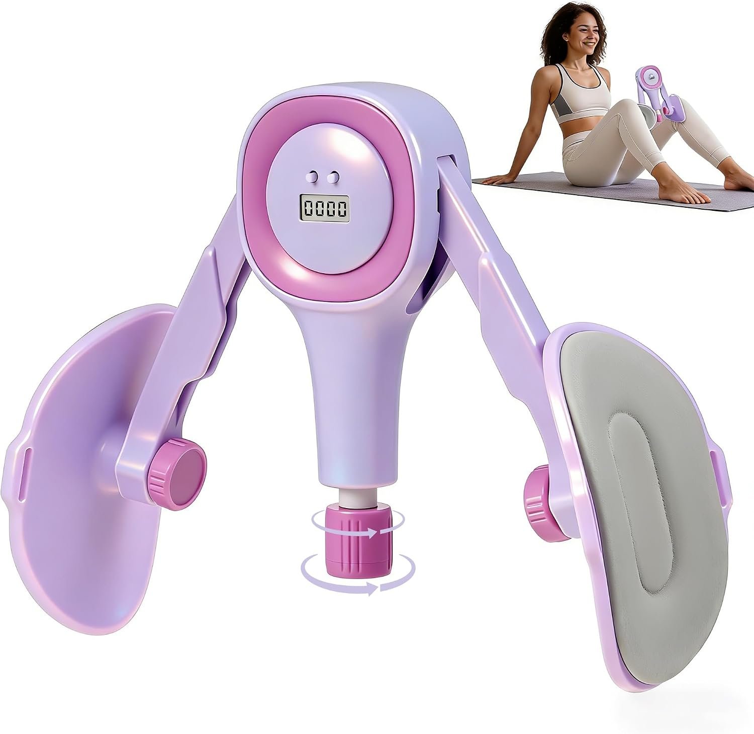 Thigh Trainer for Women, 15-60LB Adjustable Resistance Inner Thigh Exerciser for Pelvic Floor Strengthening, Kegel Equipment with Data Tracking, Home Gym Fitness for Postpartum Recovery & Shaping1