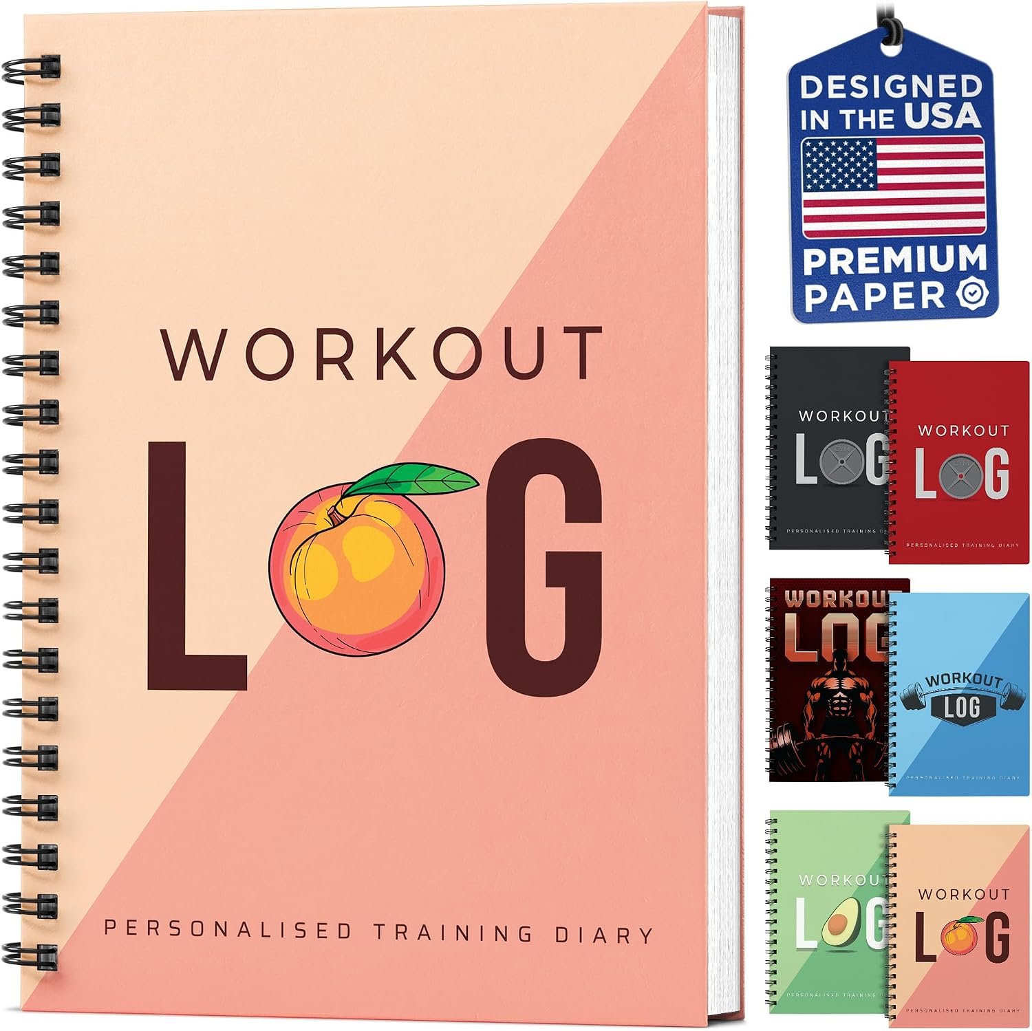 Workout Planner for Daily Fitness Tracking & Goals Setting – A5 Size, 6” x 8”, Peachy Pink – Improved Thicker Cover – Men & Women Personal Home & Gym Training Diary – Log Book – by Workout Log Gym