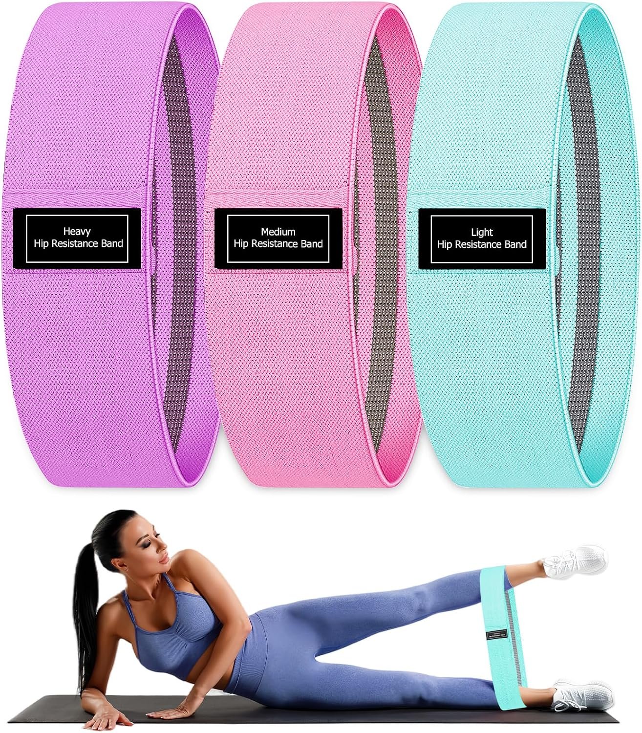 Resistance Bands, Fabric Workout Bands for Women & Men, Cloth Booty Resistance Loop Bands, Thick Squat Bands for Home Fitness, Gym, Yoga, Pilates for Butt Legs Thigh Hip Glute