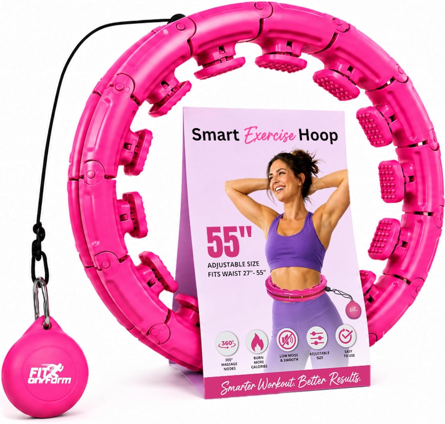 FIT ON Form Infinity Weighted Hula Hoop for Adults Weight Loss, Smart Exercise Hola Circle Hoop for Women Abs Workout