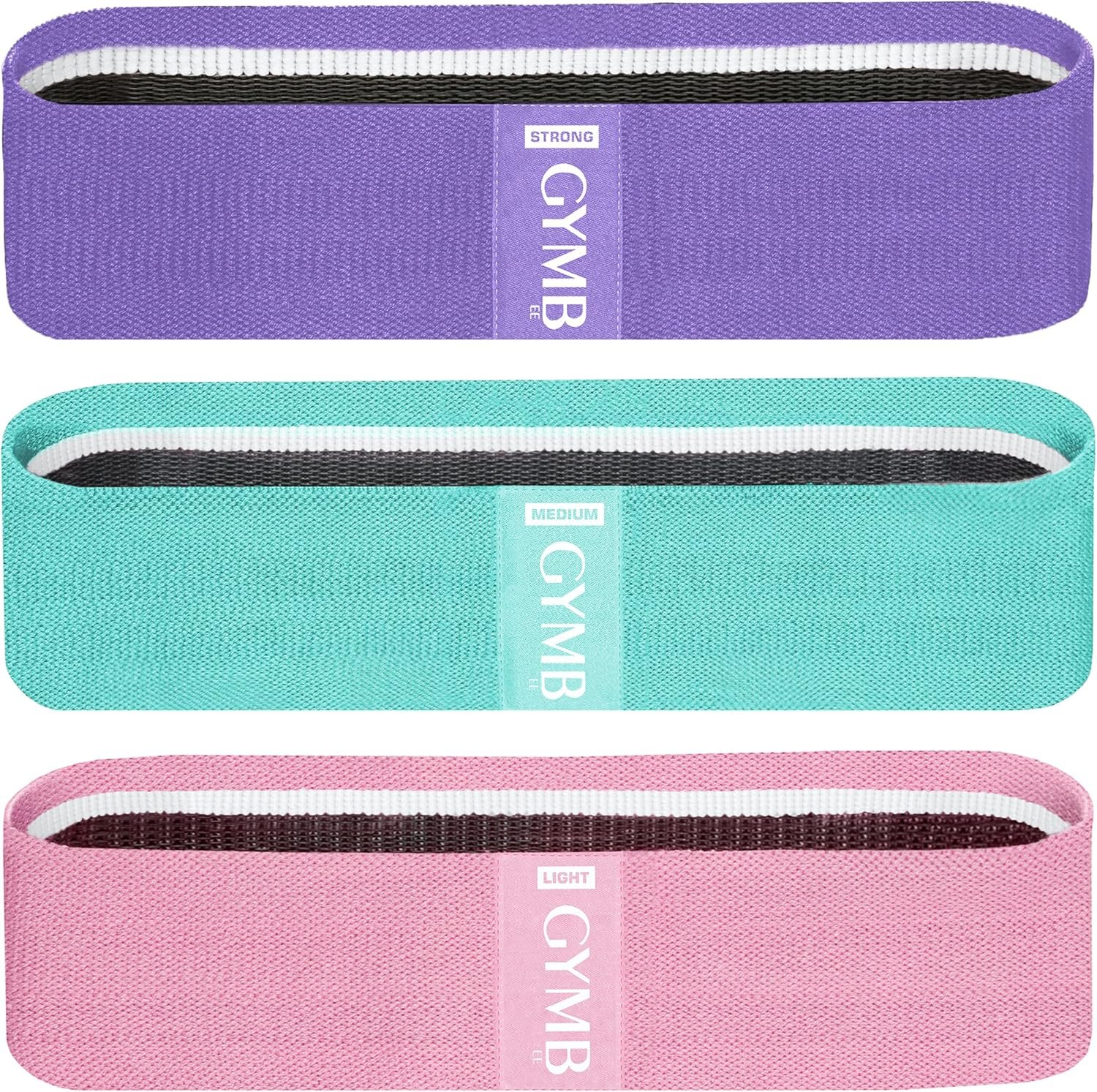 Gymbee Premium Resistance Bands for Working Out – Exercise Bands to Workout Glutes, Thighs & Legs – No Slip Cloth Booty Bands for Gym & Home Fitness, Yoga, Strength & Pilates for Men/Women – 3 Levels